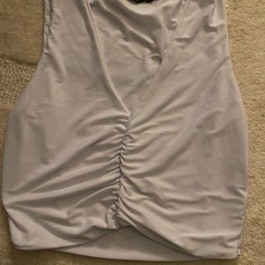 Princess Polly white crop top with swish in the middle